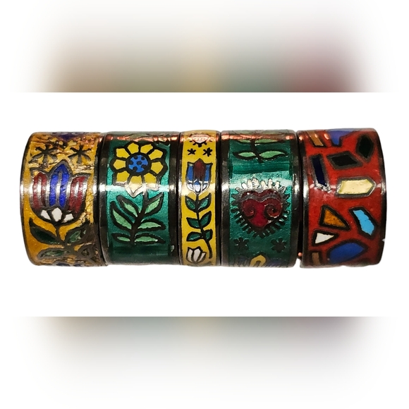 Vintage Sterling silver enamel ring 7.5 - Picture 8 of 10